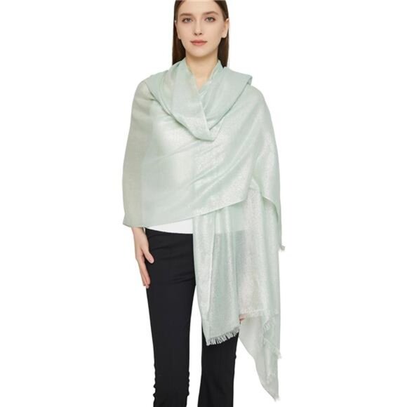 Women's Sparkling Metallic Evening Shawl Lightweight Wedding Shawl - Picture 1 of 3